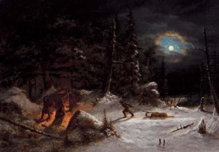 Cornelius Krieghoff Indian Hunters Camp, Moonlight china oil painting image